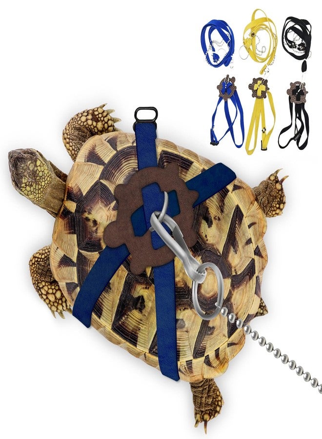 HOKABLE Pet Turtle Leather Harness and Leash - Adjustable Control Leash for Tortoise Supplies (S, Blue) - Image 1